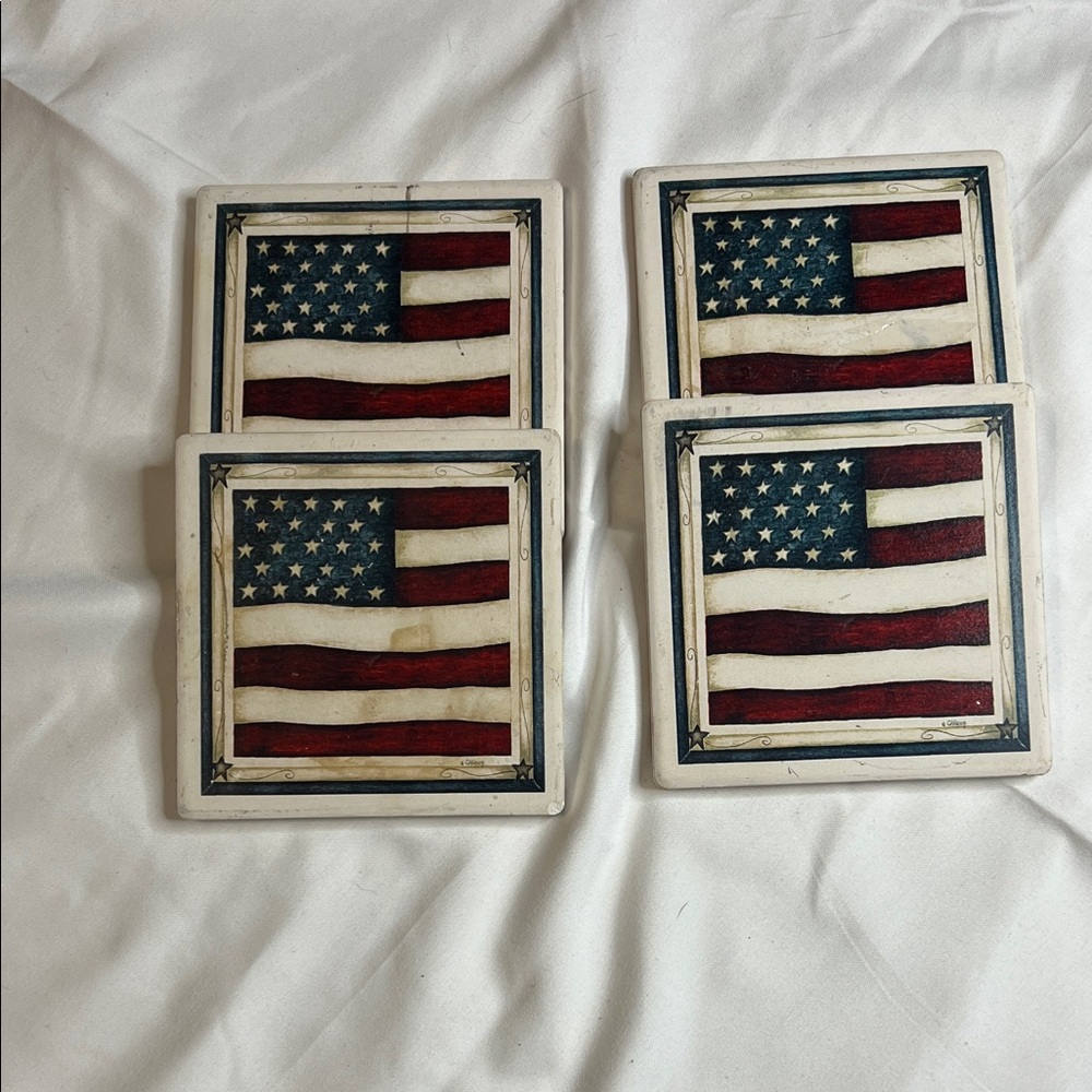 American Flag Coasters Set